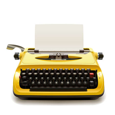 Yellow vintage typewriter with a blank sheet of paper