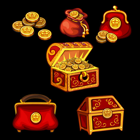 Bag of gold coins: Đặt hộp, tủ, túi xách và ví cho đồng tiền vàng