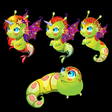 翼を持つキャラクターの可愛い珍しい緑魚ユニコーン のイラスト素材 ベクタ Image 翼を持つキャラクターの可愛い珍しい緑魚ユニコーン のイラスト素材 ベクタ Image