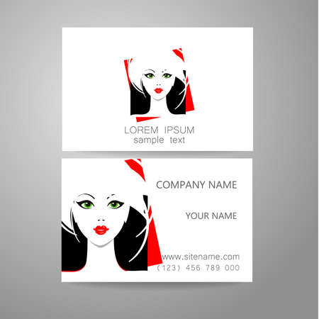 ヘアサロン 美容師 テンプレート ロゴ ブランド名刺のヘアスタイリスト のイラスト素材 ベクタ Image