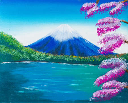 富士山絵画 の写真素材・画像素材. Image 17943930.