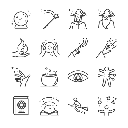 魔法と呪文アイコンを設定 イラストのイラスト素材 ベクタ Image