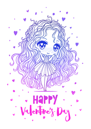 大きな目を持つアニメの女の子のかわいいイラストは はがき 服やハッピーバレンタインデーのテキストとバナーの装飾のような他のものに使用することができます のイラスト素材 ベクタ Image 大きな目を持つアニメの女の子のかわいいイラストは はがき 服やハッピーバレンタインデーのテキストとバナーの装飾のような他のものに使用することができます のイラスト素材 ベクタ Image