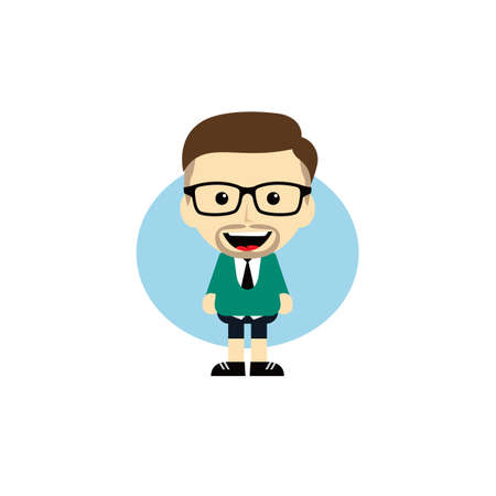 オタク漫画おたくキャラ テーマ ベクトル アート イラストのイラスト素材 ベクタ Image