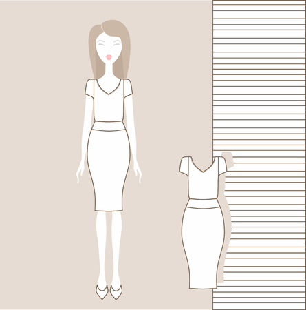 ファッショナブルな服 スカート ブラウス ジャンパー タンクトップイラストの女の子 のイラスト素材 ベクタ Image