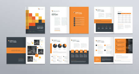 business company profile ,annual report , brochure , flyer, presentations,magazine,and book layout template, with page cover design and info chart element. vector a4 size for editable. Illustration