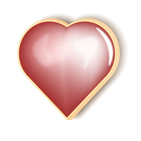 Realistic heart icon button. Red vector illustration. Иллюстрация