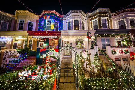 stock photo the miracle on 34th street christmas lights at night in hampden baltimore maryland - Hampden Christmas Lights stock photo the miracle on 34th street christmas lights at night in hampden baltimore maryland - Hampden Christmas Lights