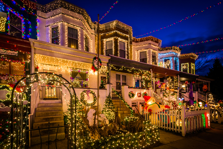stock photo the miracle on 34th street christmas lights at night in hampden baltimore maryland - Hampden Christmas Lights stock photo the miracle on 34th street christmas lights at night in hampden baltimore maryland - Hampden Christmas Lights