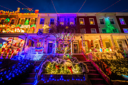 stock photo the miracle on 34th street christmas lights at night in hampden baltimore maryland - Hampden Christmas Lights stock photo the miracle on 34th street christmas lights at night in hampden baltimore maryland - Hampden Christmas Lights