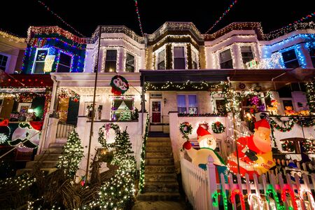 stock photo the miracle on 34th street christmas lights at night in hampden baltimore maryland - Hampden Christmas Lights stock photo the miracle on 34th street christmas lights at night in hampden baltimore maryland - Hampden Christmas Lights