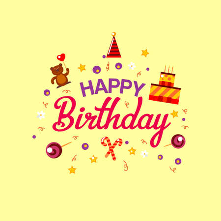 happy birthday gift card birthday cake and toys vector illustration happy birthday kids - Birthday Gift Card happy birthday gift card birthday cake and toys vector illustration happy birthday kids - Birthday Gift Card