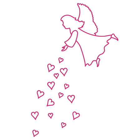 かわいいイラスト 心のシャワーを浴びて天使 愛のシンボル 横断幕やポスター印刷のデザイン のイラスト素材 ベクタ Image