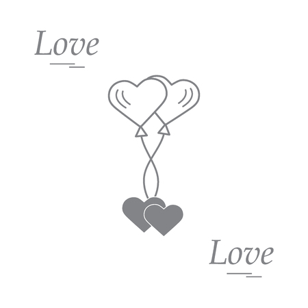 愛のシンボルのかわいいイラスト ハートの空気吹き出しアイコンと 2 つの心 ロマンチックなコレクション 横断幕やポスター印刷のデザイン のイラスト素材 ベクタ Image