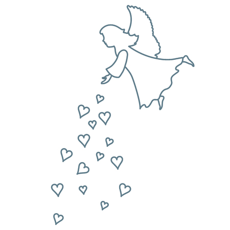 かわいいイラスト 心のシャワーを浴びて天使 愛のシンボル 横断幕やポスター印刷のデザイン のイラスト素材 ベクタ Image