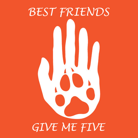 犬の足を保持している人間の手のシルエットのかわいいベクター イラストです 永遠の友達 私は 5 を与えます 横断幕やポスター印刷のデザイン のイラスト素材 ベクタ Image