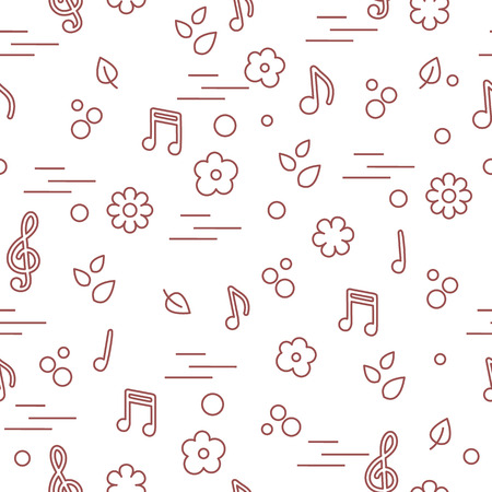 seamless pattern of notes flowers leaves template for design