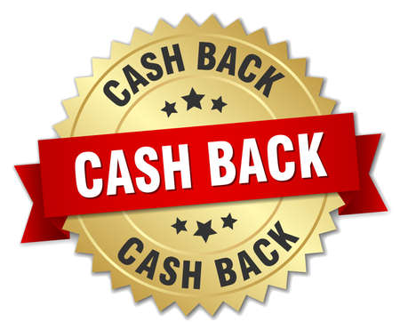 Cash Back 3d Gold Badge With Red Ribbon Cash Back 3d Gold Badge With Red Ribbon