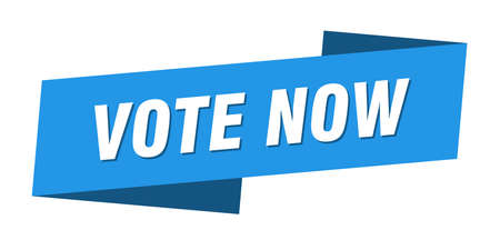Vote now banner template. vote now ribbon label sign