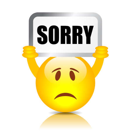 Emoticon with sorry sign, vector illustration on white background