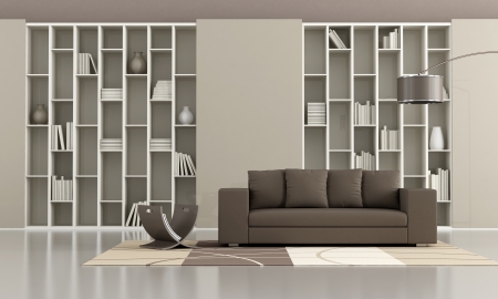 Bookcase With Sliding Doors And Brown Sofa In A Minimalist Living Gorgeous Living Room Brown Couch Minimalist Bookcase With Sliding Doors And Brown Sofa In A Minimalist Living Gorgeous Living Room Brown Couch Minimalist