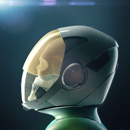 黒い死 宇宙飛行士の頭蓋骨 の写真素材 画像素材 Image