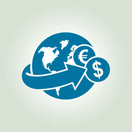 Arrow wrapped around the earth remittances icon Stock Photo