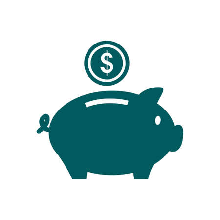 dolar: Piggy bank icon. Pictograph of moneybox. Flat design.