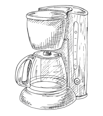 Coffee Machine Isolated On White Background Vector Illustration Of A Sketch Style Stock Coffee Machine Isolated On White Background Vector Illustration Of A Sketch Style Stock