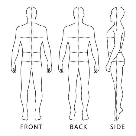 ファッション専用のボディのサイズ線 前面 側面 背面ビュー で輪郭を描かれたテンプレート図シルエット ベクトル イラスト白背景に分離されたハゲ男完全な長さ のイラスト素材 ベクタ Image ファッション専用のボディのサイズ線 前面 側面 背面ビュー で輪郭を描かれたテンプレート図シルエット ベクトル イラスト白背景に分離されたハゲ男完全な長さ のイラスト素材 ベクタ Image