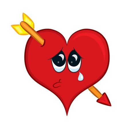 Cartoon heart with arrow vector illustration