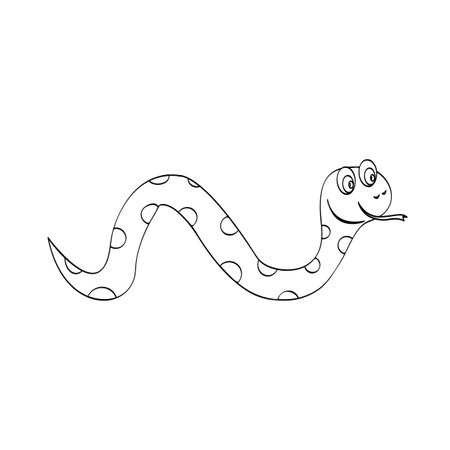 手描き爬虫類のイラストは 子供用のマムシ漫画動物の輪郭のように描かれています のイラスト素材 ベクタ Image