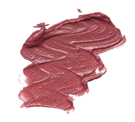 白い背景に高価なバーガンディ口紅で作られた見事で排他的なスミアとテクスチャ 白い背景に 顔のメイクアップのためのバーガンディ口紅やルージュをストローク の写真素材 画像素材 Image