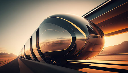 Hyperloop futuristic background digital art illustration, generative ai 스톡 콘텐츠