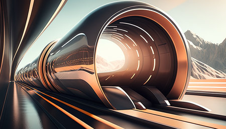 Hyperloop futuristic background digital art illustration, generative ai