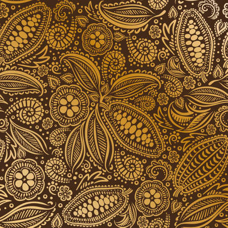 Cacao beans seamless pattern. Stock Photo