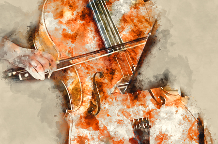 Detail of a woman playing cello art painting artprint - 74179542