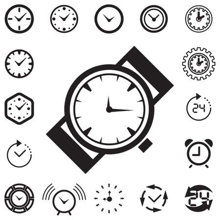 時計のアイコンは 分離されました 時間のロゴ テンプレート 絵文字 おしゃれな時計 時計またはタイマーのシンボルのイラスト素材 ベクタ Image