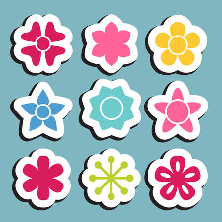 flower sticker icon collection daisy symbol or logo template