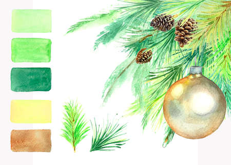 watercolor christmas card illustration of the new year handmade watercolor christmas card