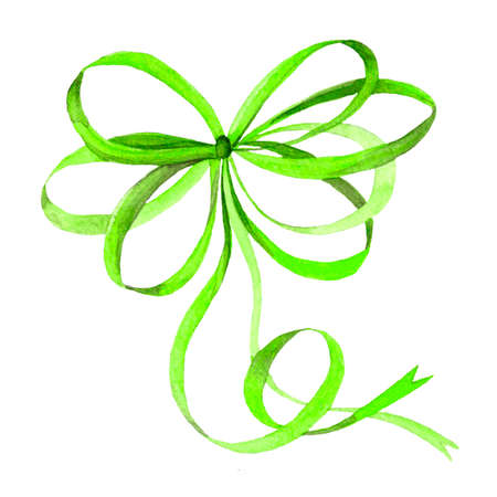 リボン弓の水彩イラスト 梱包や箱のための休日の装飾の孤立したイメージ 手作りの絵 の写真素材 画像素材 Image