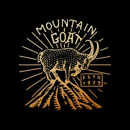Mountains Goat Logo Camping Label Trip In The Forest Outdoor