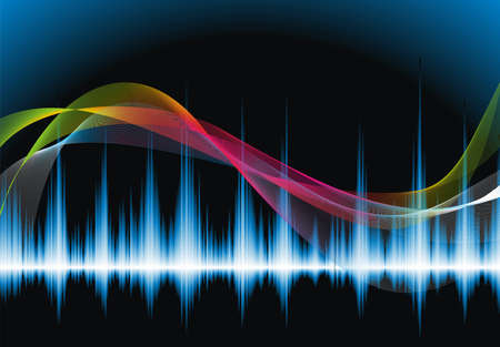 Abstract vector shiny background design with sound waves. - 8985673