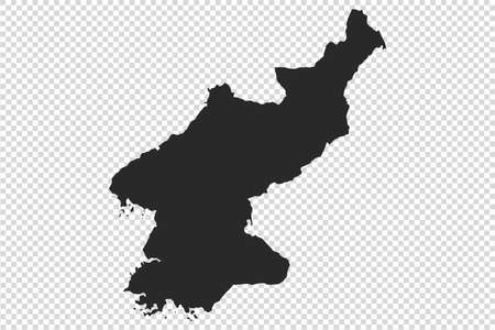 North Korea map with gray tone on png or transparent background,illustration,textured , Symbols of North Korea,vector illustration