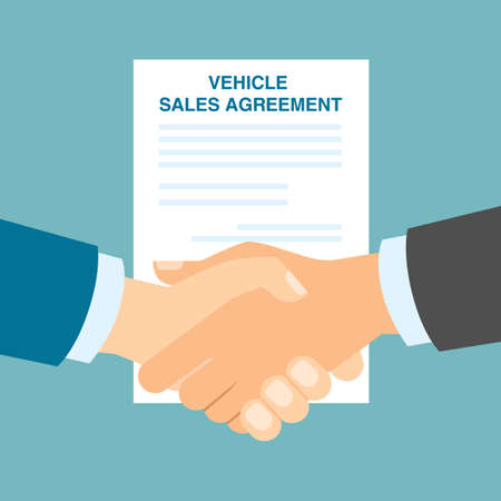 vehicle sales agreement handshake making agreement in buying