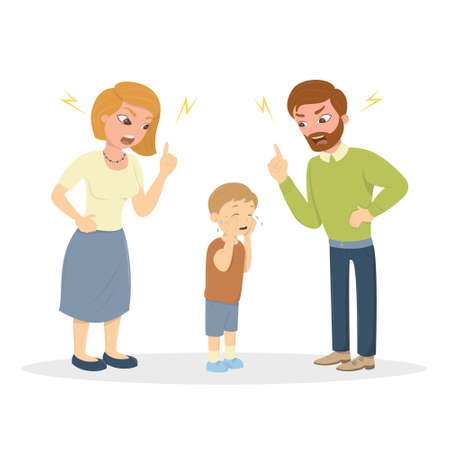 Padres Anónimos Discutiendo E Hijo Llorando Ilustraciones ...