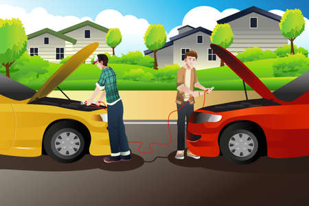 車を開始するジャンプしようとすると 二人のイラスト のイラスト素材 ベクタ Image 車を開始するジャンプしようとすると 二人のイラスト のイラスト素材 ベクタ Image