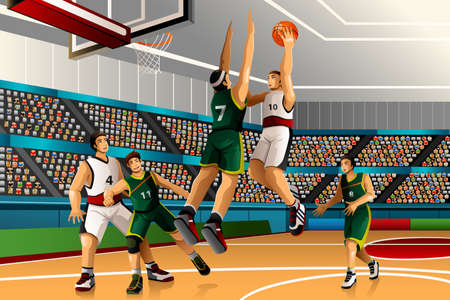 A illustration of people playing basketball in the competition for sport competition series Illustration
