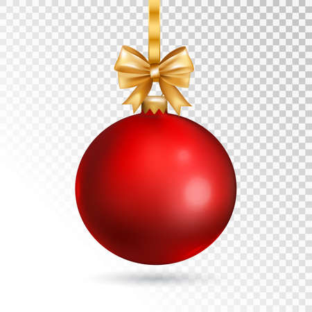 red christmas ball with gold bow isolated on transparent background vector illustration stock vector - Christmas Transparent red christmas ball with gold bow isolated on transparent background vector illustration stock vector - Christmas Transparent