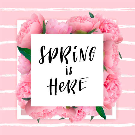 spring lettering with hand drawn letters label and banner template